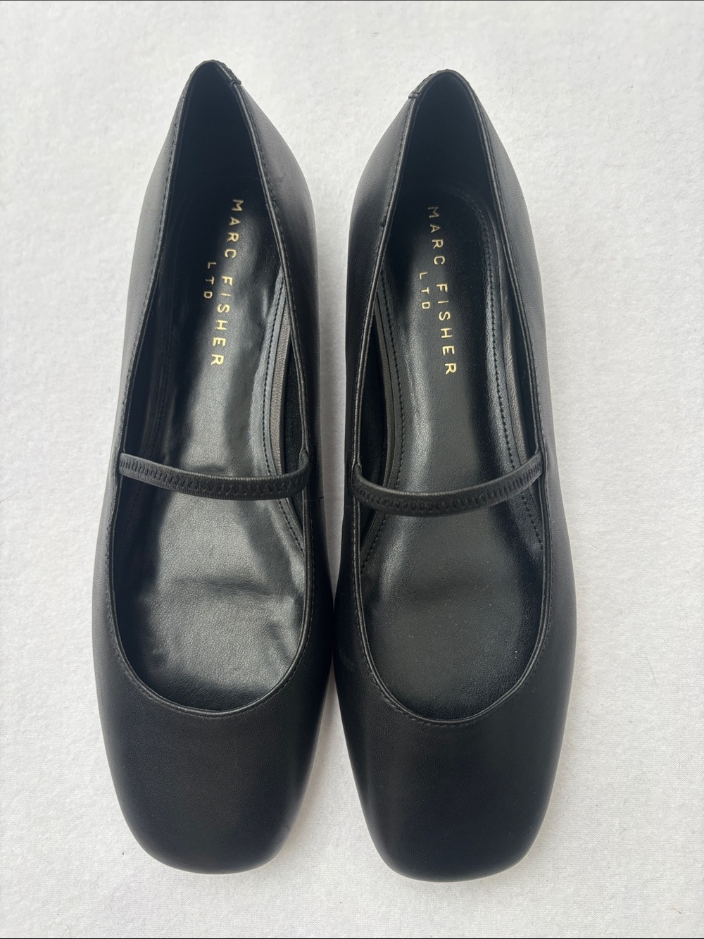 Marc Fisher Black Leather Mary Jane Ballet Flats